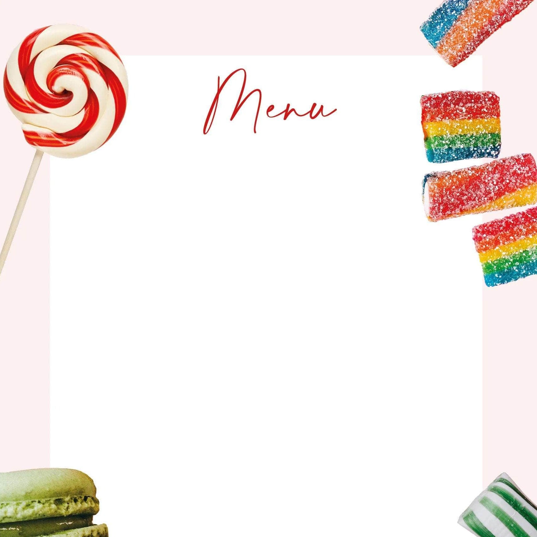 At The Sweet Shop Menu Cards X 10