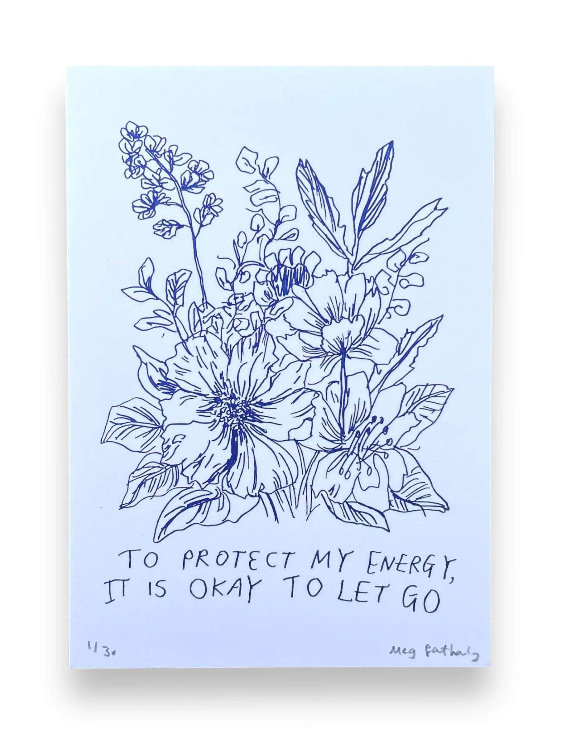 Limited Edition Flower Drawing Print - Protect My Energy