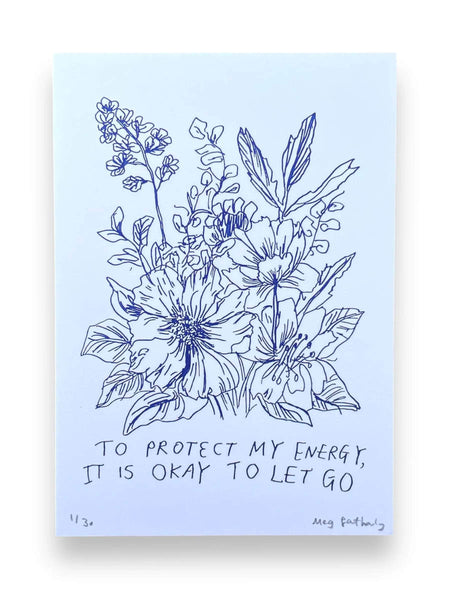 Limited Edition Flower Drawing Print - Protect My Energy
