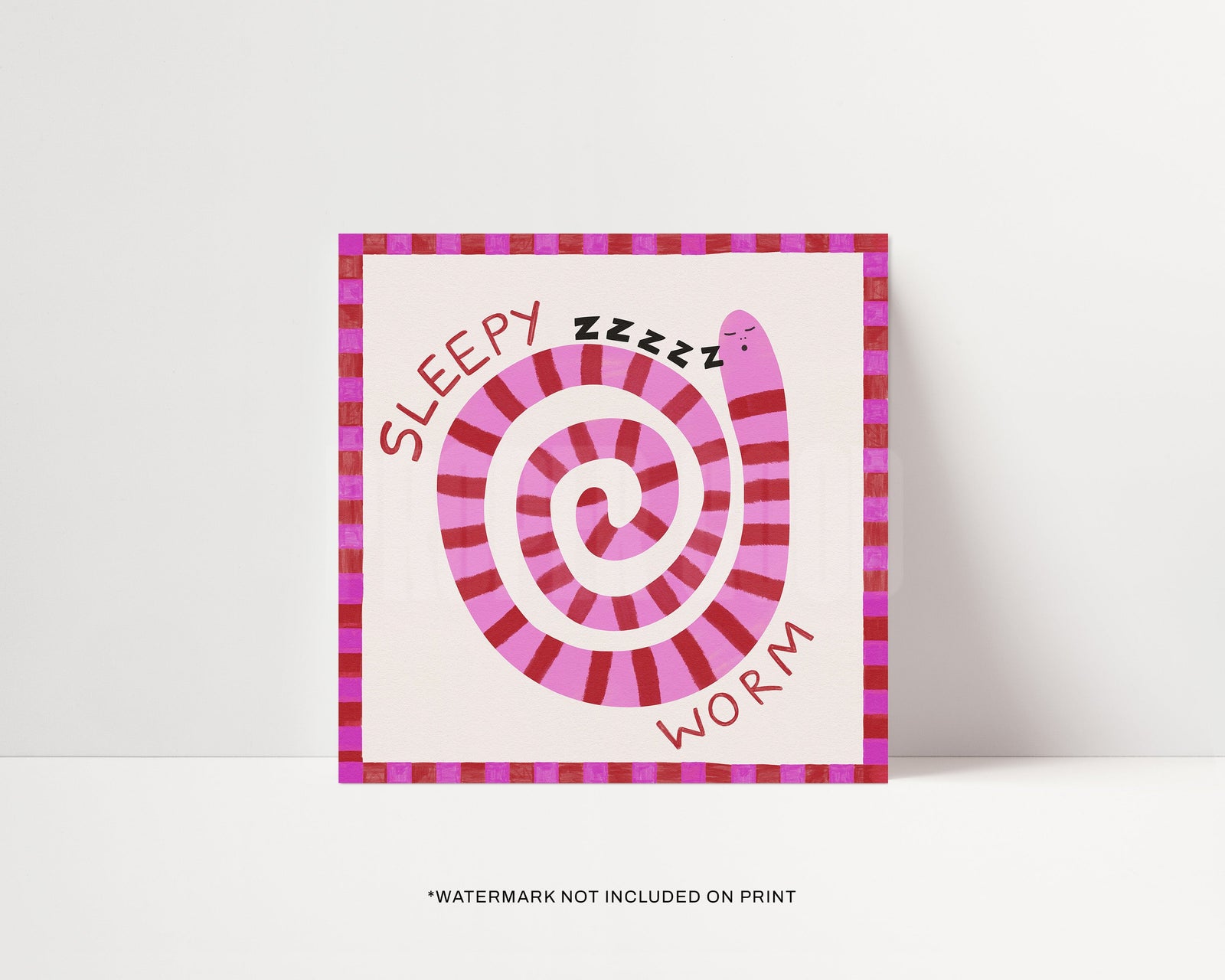 Sleepy Worm Kids Print