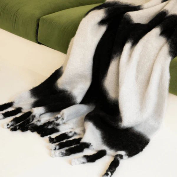 Viso Mohair Blanket Black and White Pattern