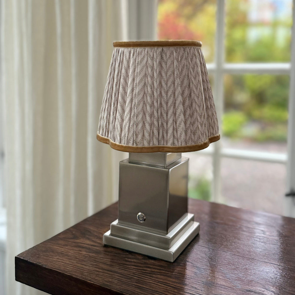Athena Silver Rechargeable Table Lamp (Herringbone)
