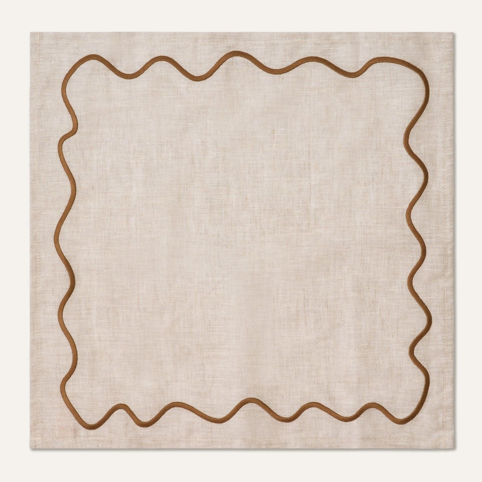 Wavy Linen Napkins Beige/Brown - Set of 2