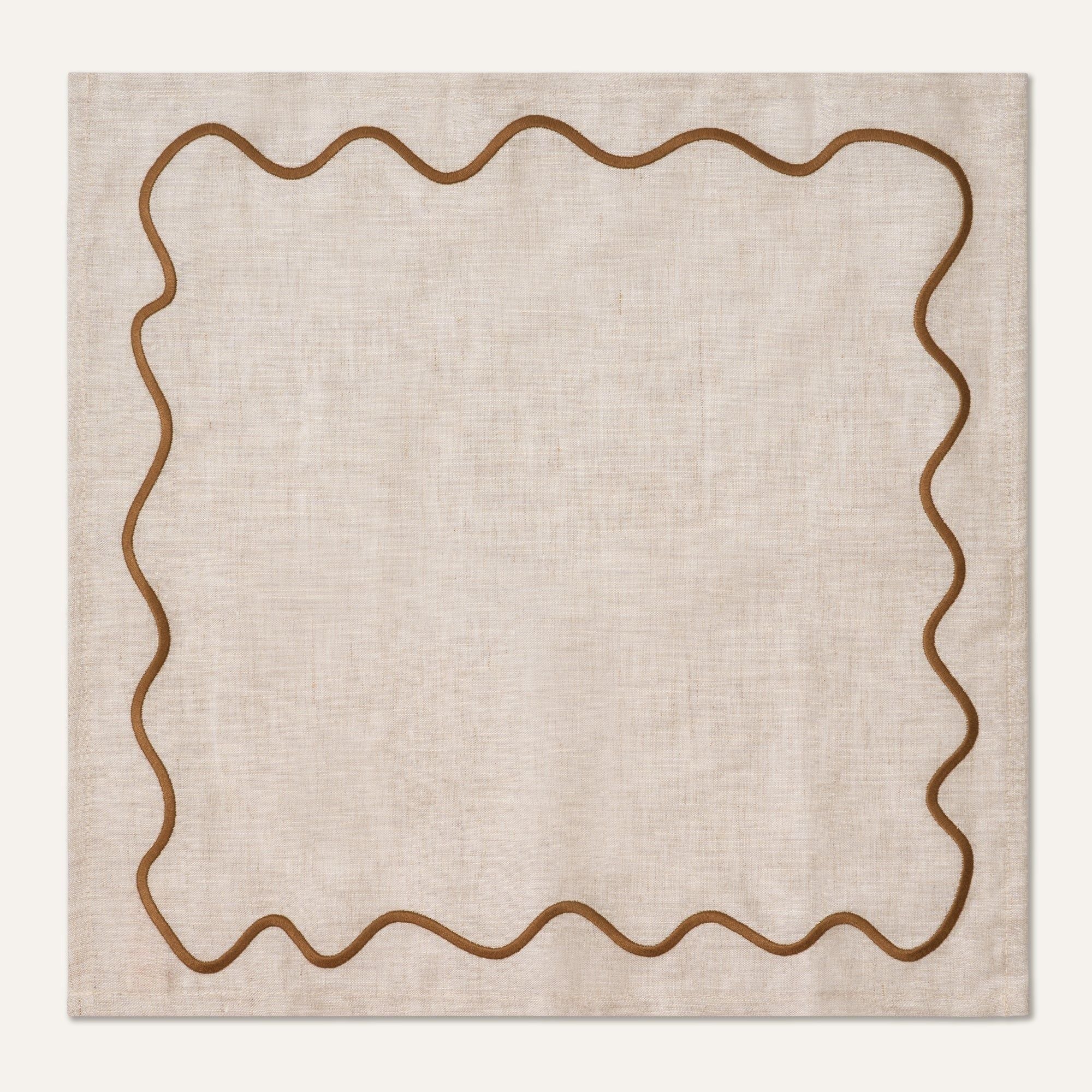Wavy Linen Napkins Beige/Brown - Set of 2