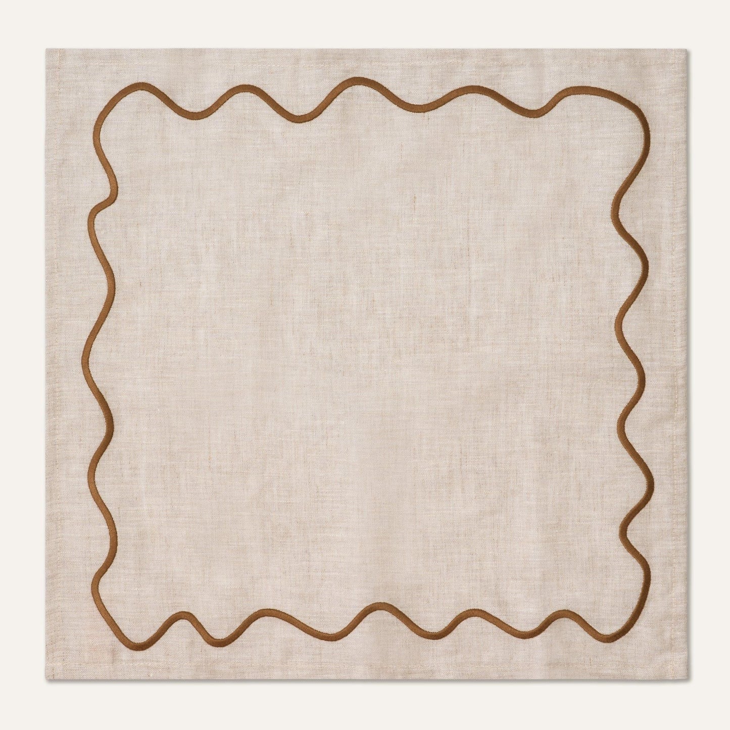 Wavy Linen Napkins Beige/Brown - Set of 2