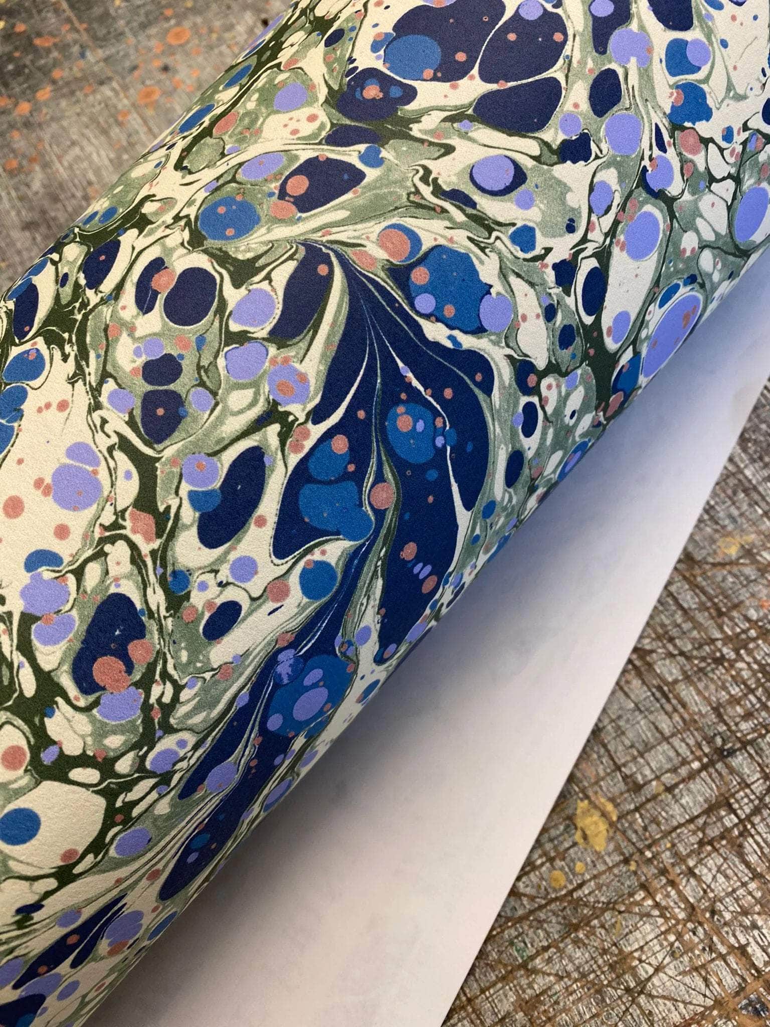 Marbled Wallpaper - 'Juniper' Colour: Blue Anise - Eco Non-Woven