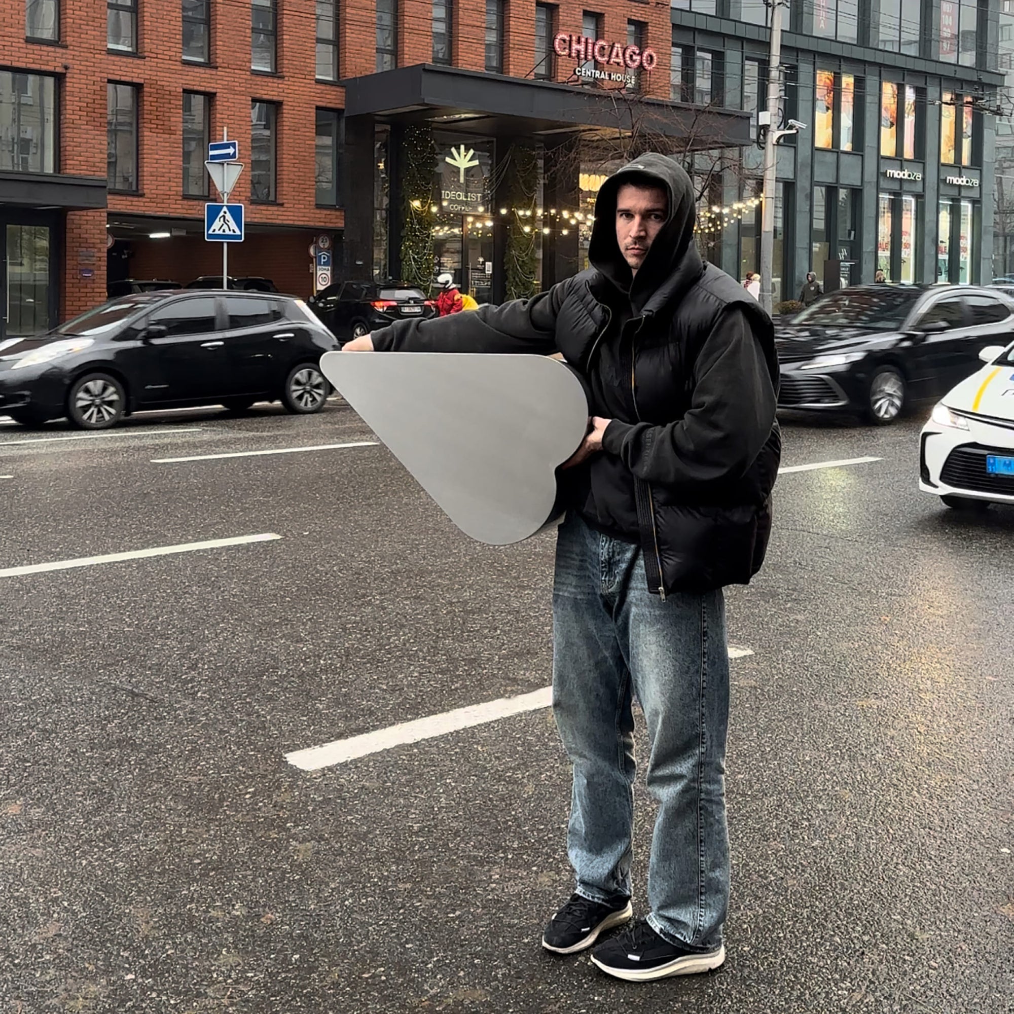 Heart Stainless Steel Brushed Side Table