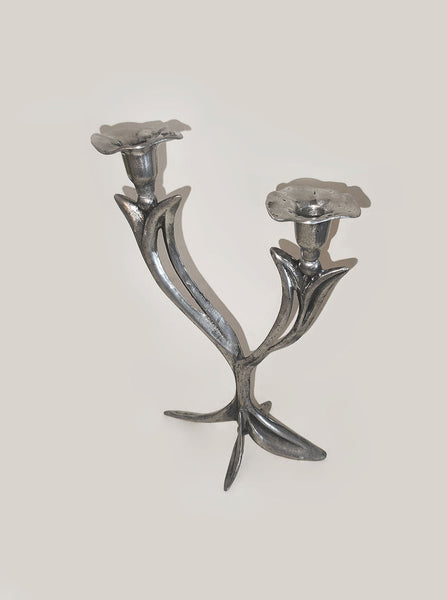Pair of Art Nouveau Floral Candle Holders