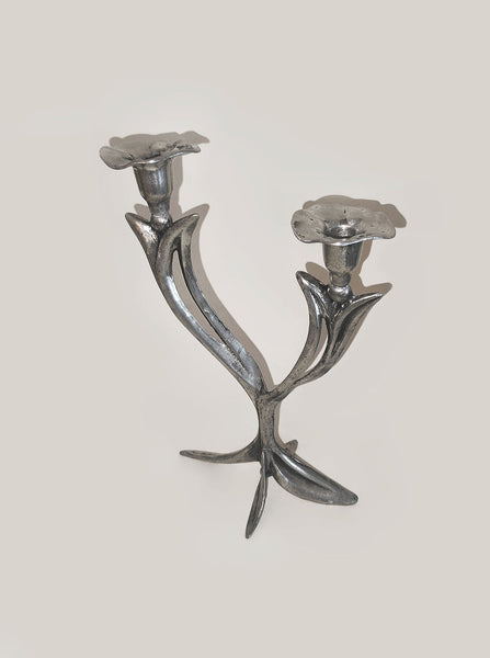 Pair of Art Nouveau Floral Candle Holders