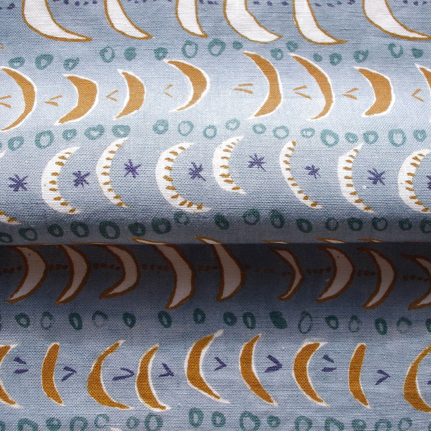 Printed Mini Moons Fabric - Blue
