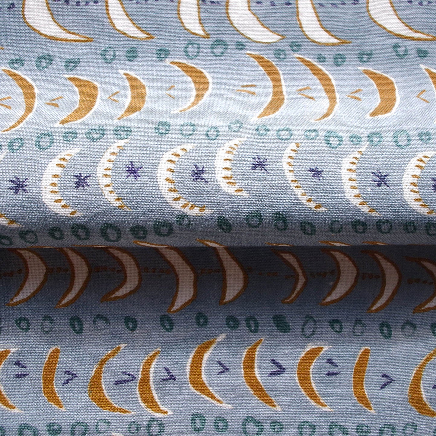 Printed Mini Moons Fabric - Blue