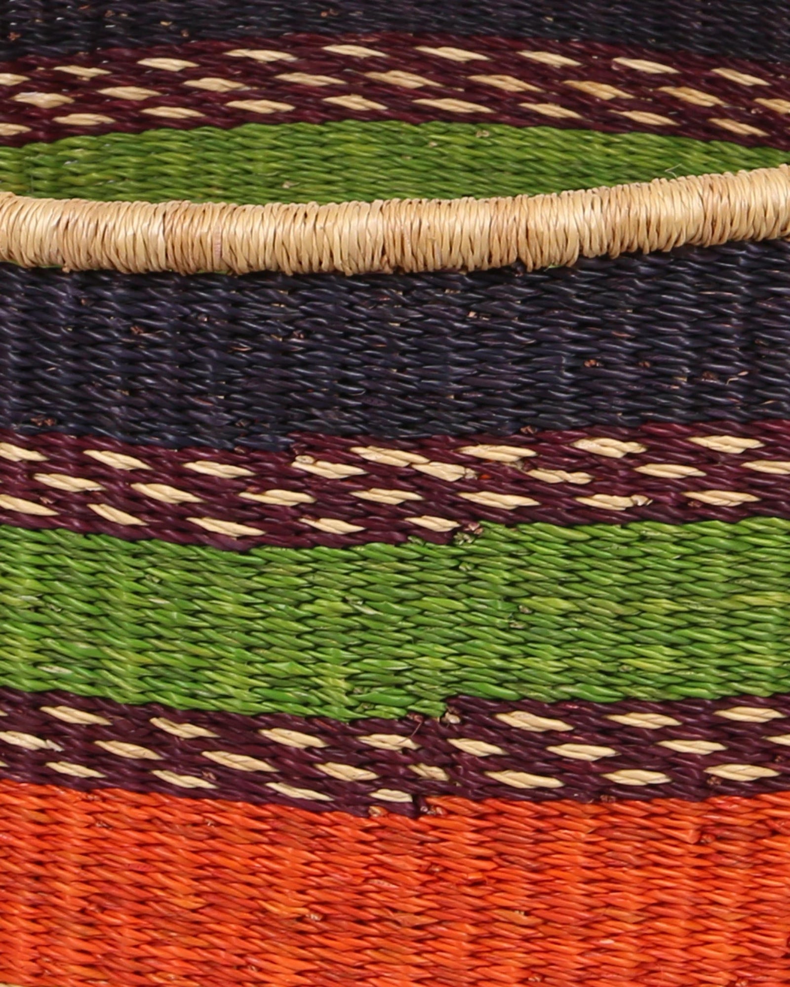 OBINA: Medium Green, Orange and Black Floor Storage Basket with Handles