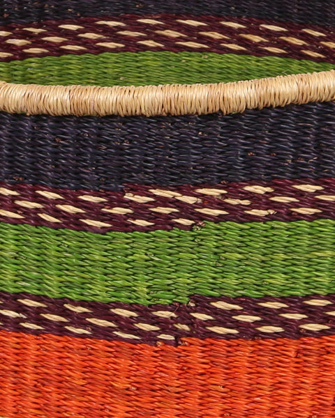 OBINA: Medium Green, Orange and Black Floor Storage Basket with Handles