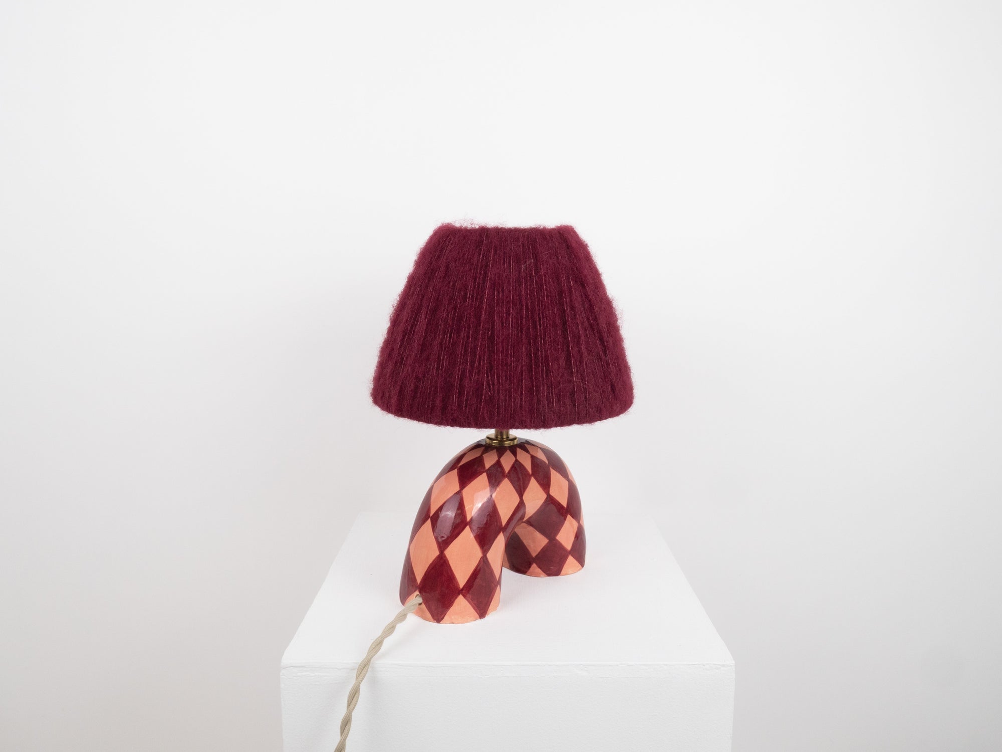 'Me' Table Lamp - Maroon Diamonds