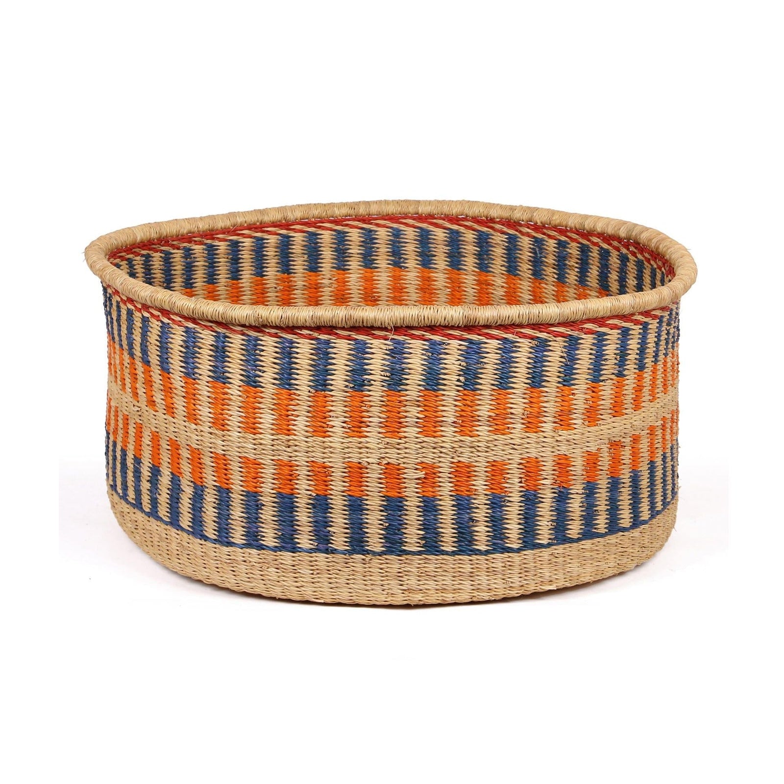 NANYAMKA: Large Blue and Orange  Floor Storage Basket with Handles