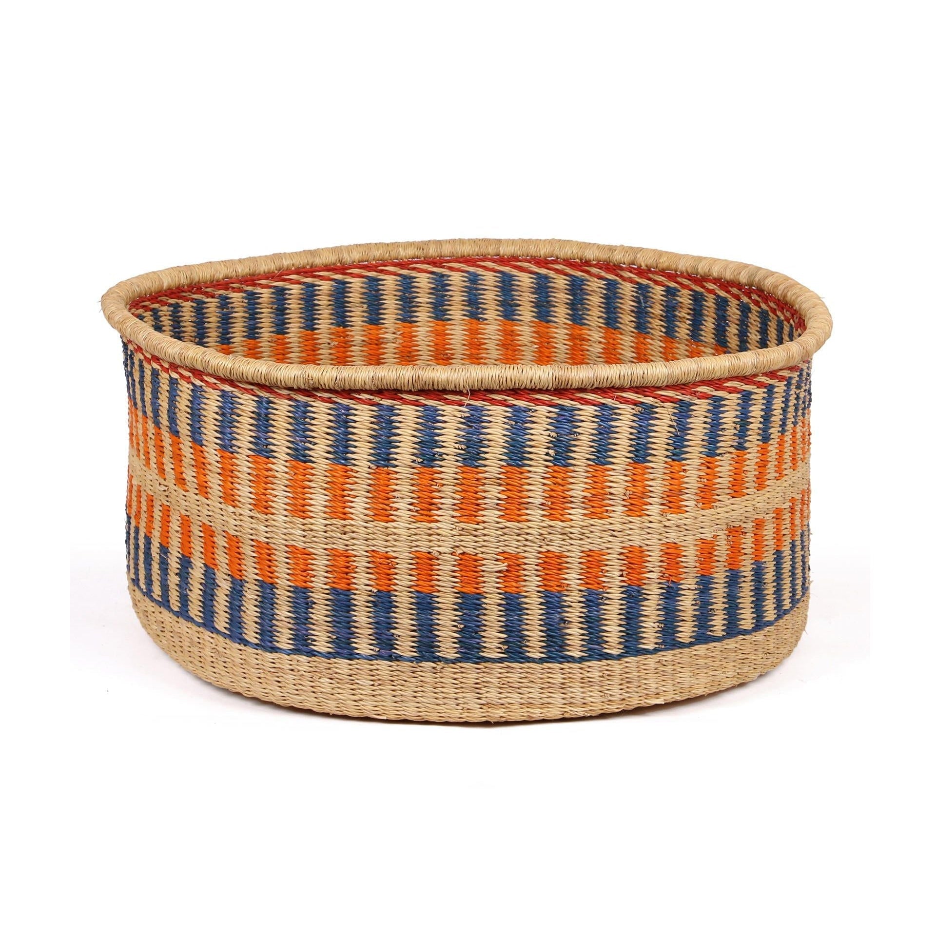 NANYAMKA: Large Blue and Orange  Floor Storage Basket with Handles