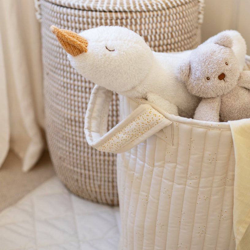 Large Quilted Storage Basket - Wild Chamomile / Daisy Meadow