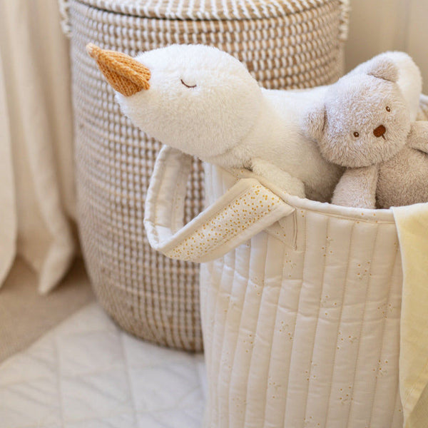 Large Quilted Storage Basket - Wild Chamomile / Daisy Meadow