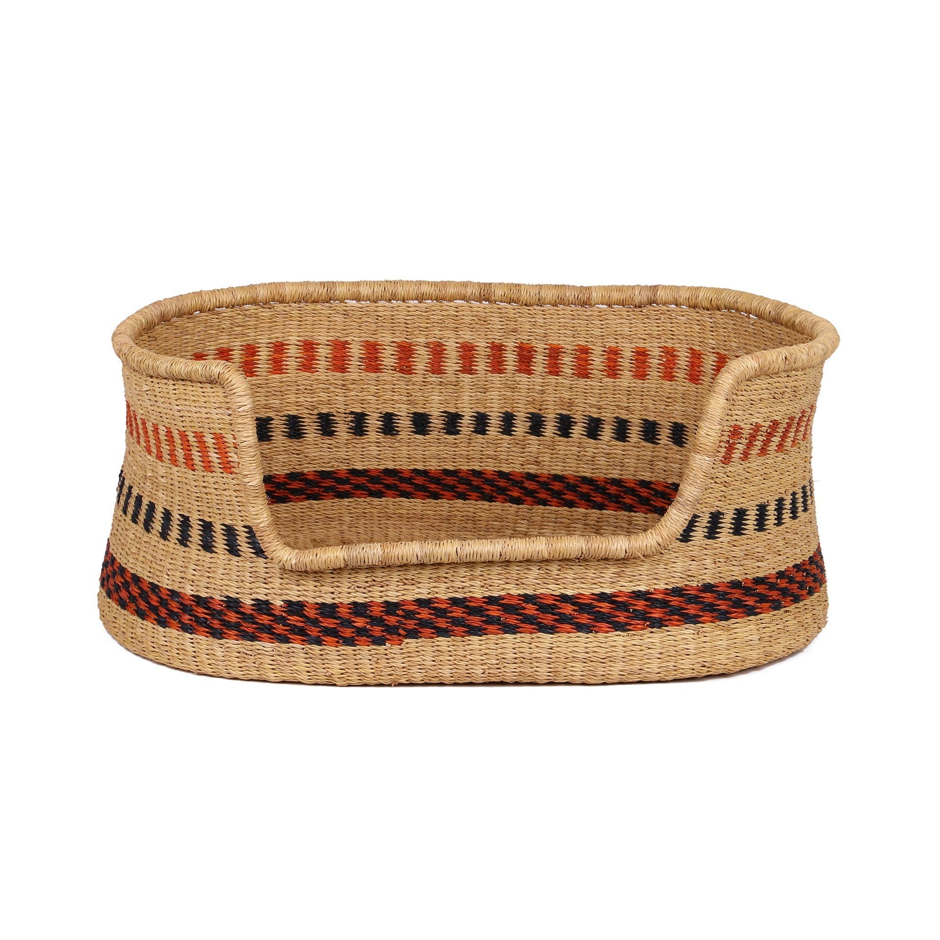 OKRAMAN: Burnt Orange and Black Dog Basket - Medium