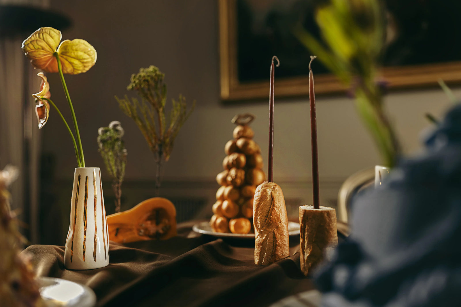 Gold Stripes Stem Vase