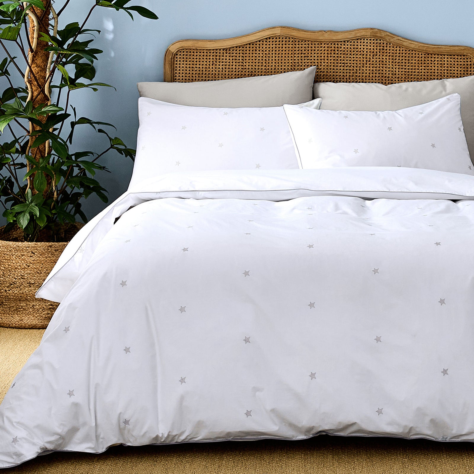 Luxury Organic Cotton Pebble Grey Amongst The Stars Bedding Set