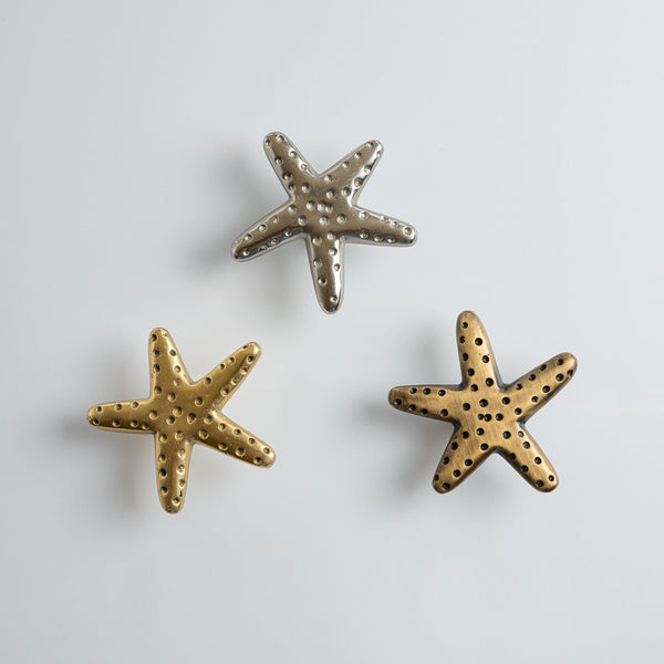 Starfish Knob, Antique Brass