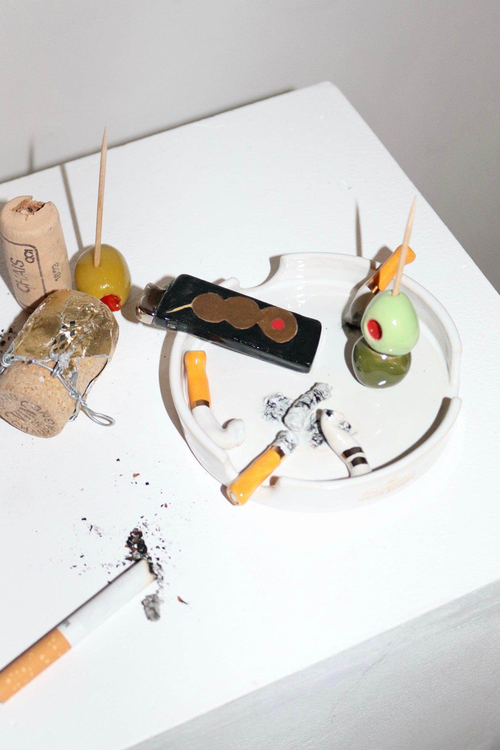 Olive Lighter Ashtray