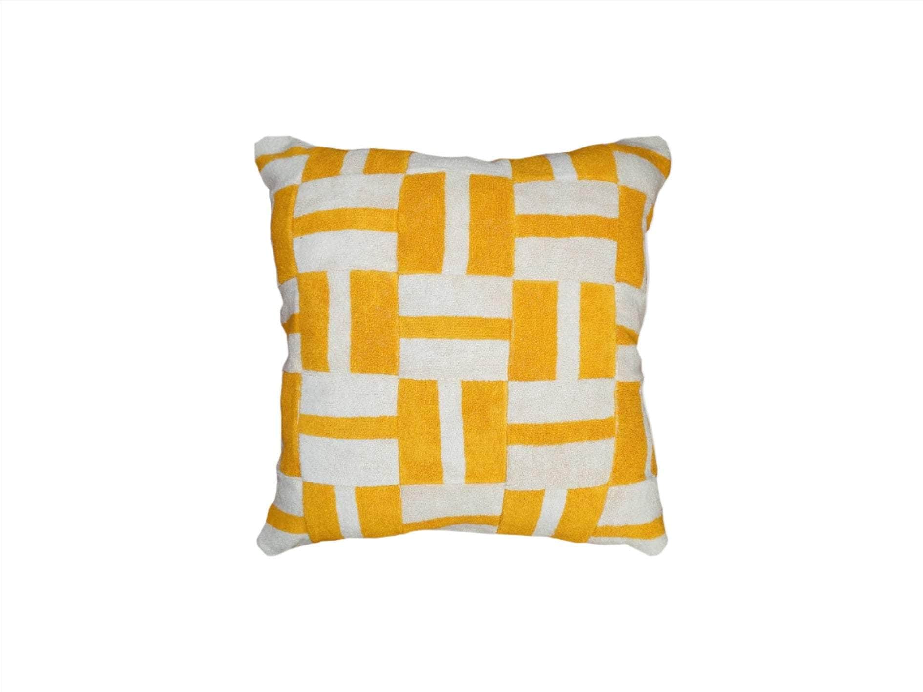 Geometric Yellow Towelling Cushion