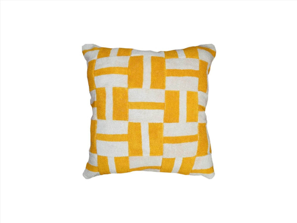 Geometric Yellow Towelling Cushion