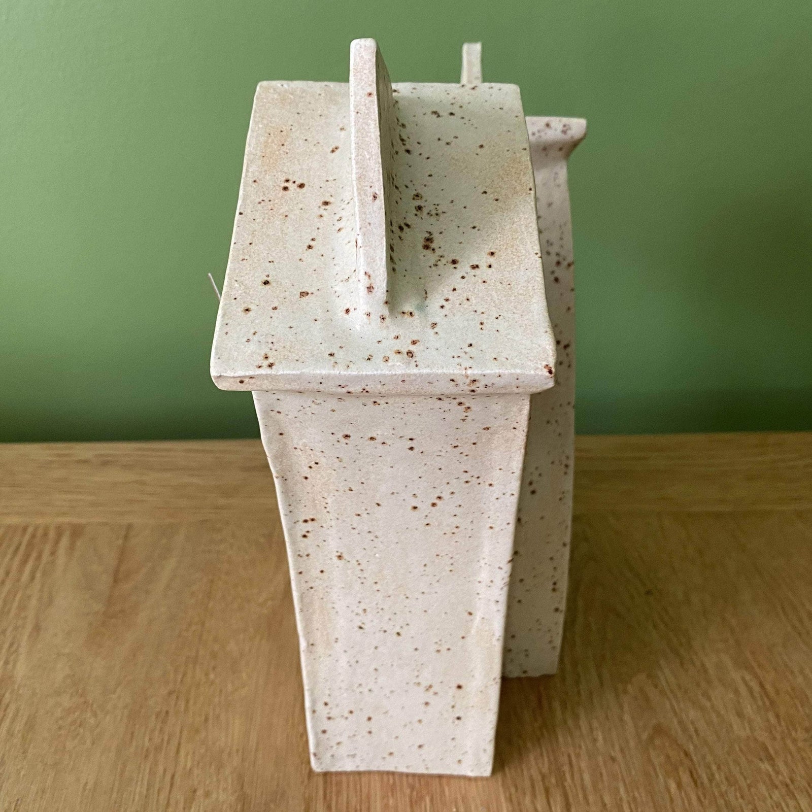 Double Ceramic Mantel Clock - Oatmeal Glaze