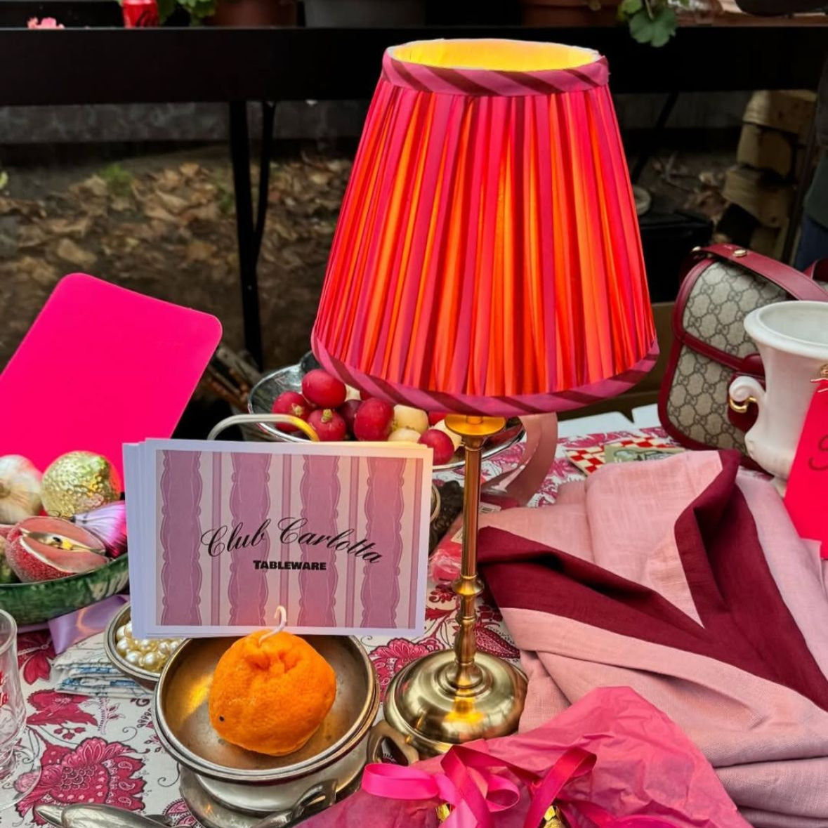 Freddie Table Lamp Pink/Red Stripes