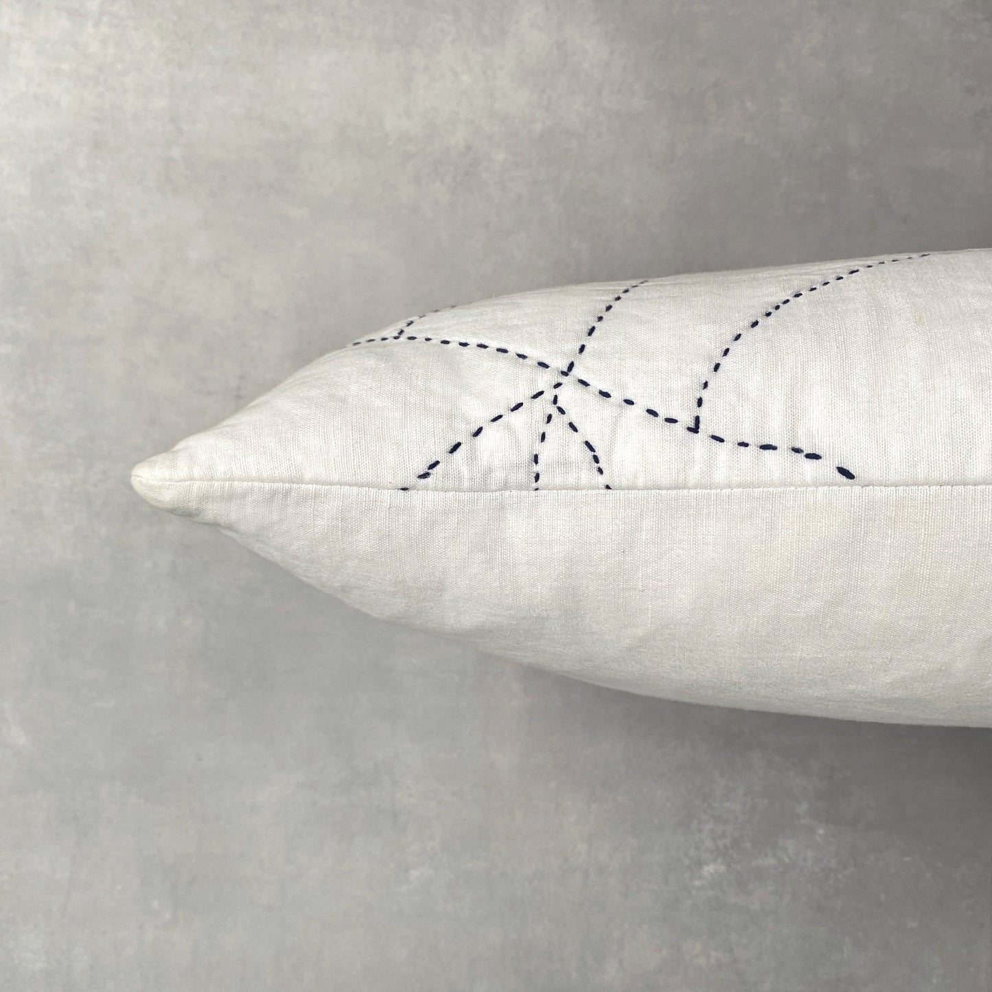 Phoebe Hand Embroidered Linen Cushion Ivory