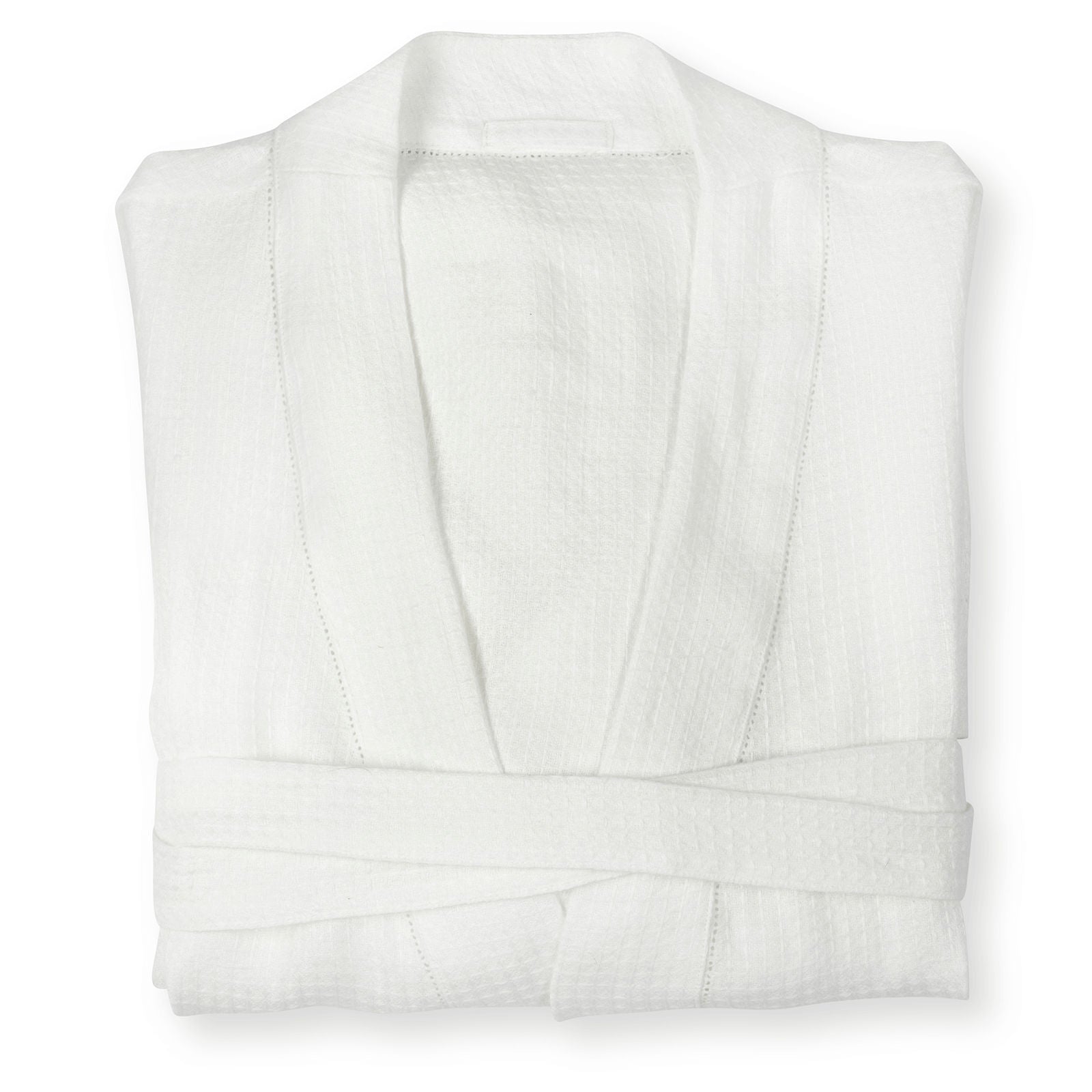 Personalised Two Initial Liège Robe in Ivory White Waffle with White Hemstitch