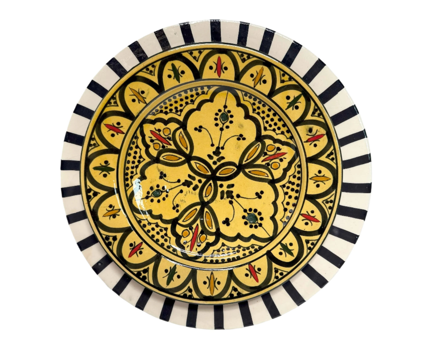 Large 30 cm Serving Plate - Black and White Radiate