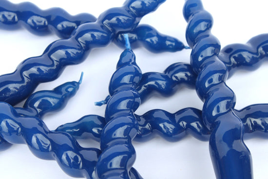 Spiral Taper Candle | Navy