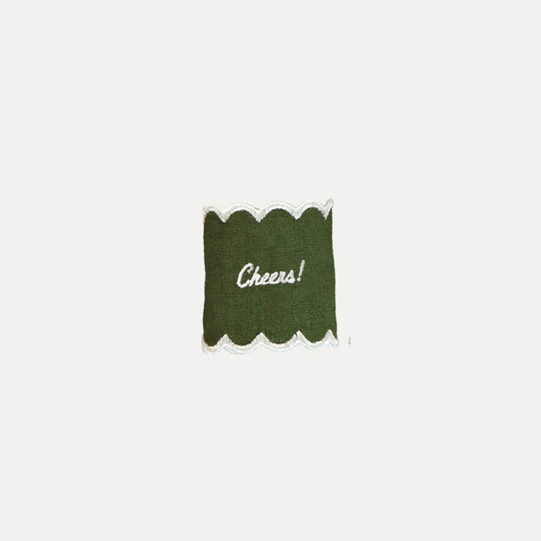 Cheers Napkin Ring, Green with White