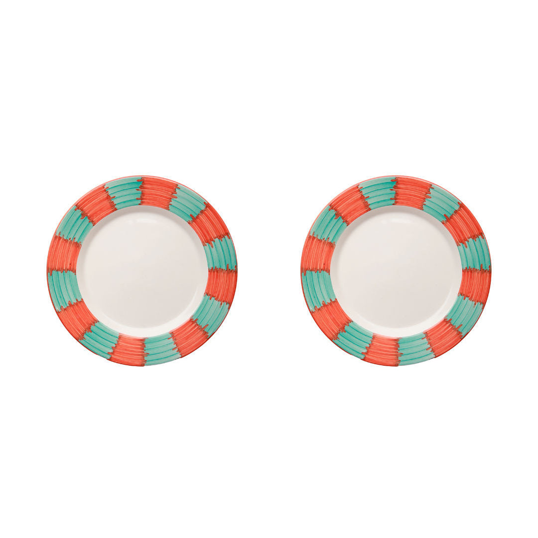 Pipa Orange/Acqua Dinner Plate Set-Of-Two