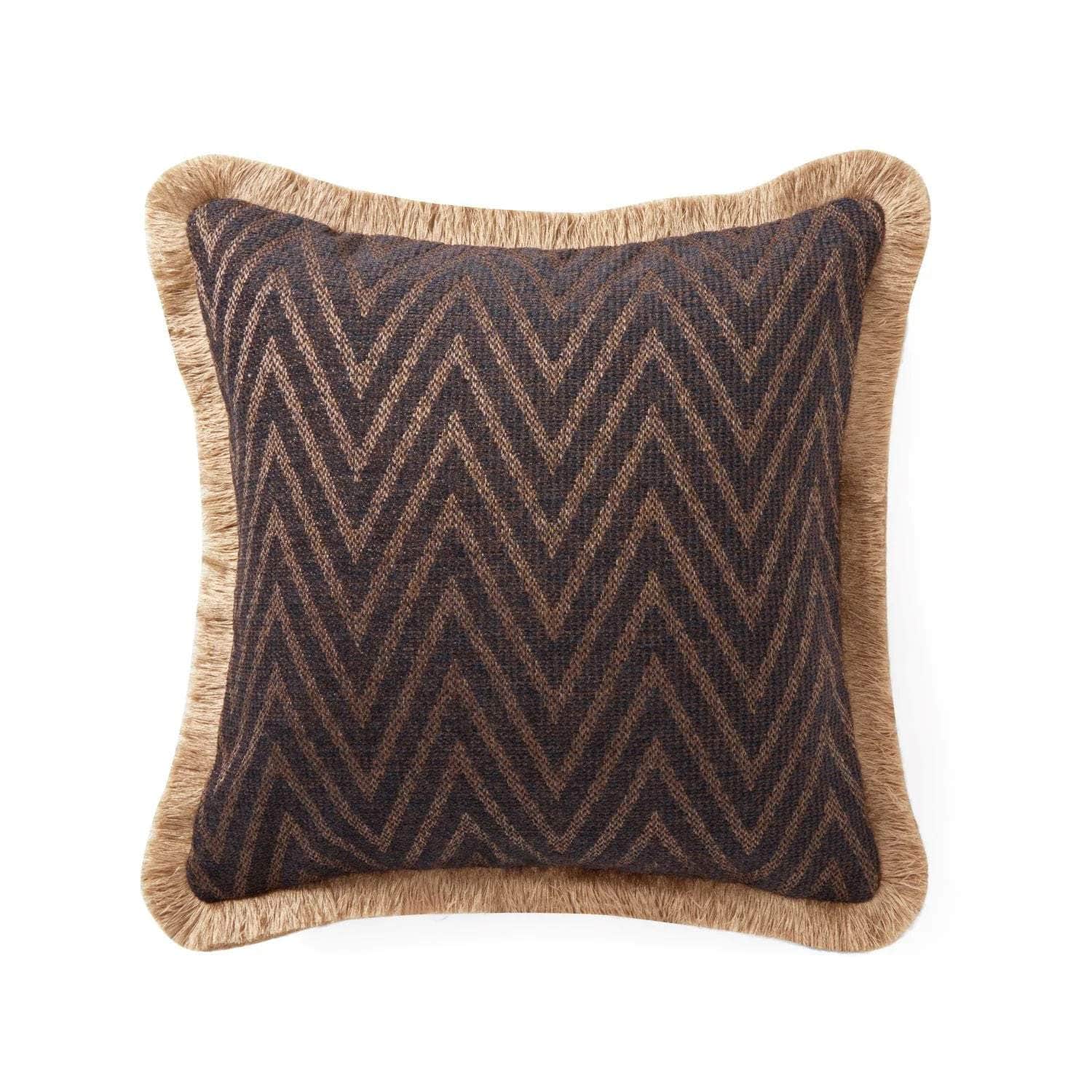 Pillow Cover - The Herringbone Elegance (Large Pattern) Pillow Cover - Dark Brown & Toffee Mix