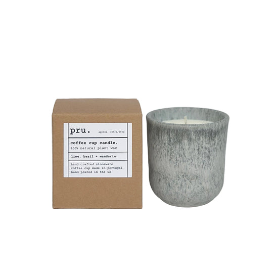 Grey Coffee Cup Candle - Lime, Basil + Mandarin