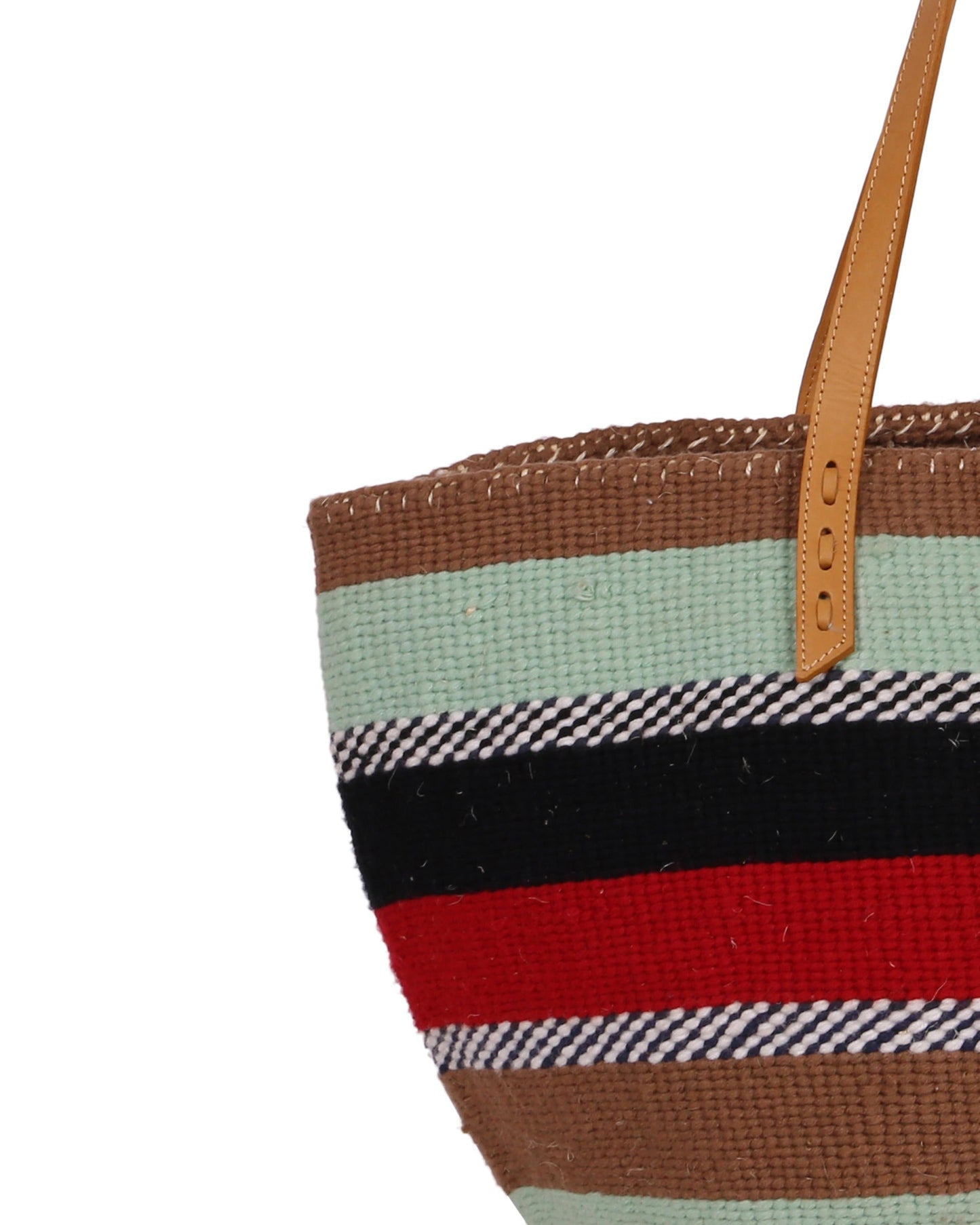 KESHA: Handwoven Turquoise, Beige and Red Wool Tote Bag