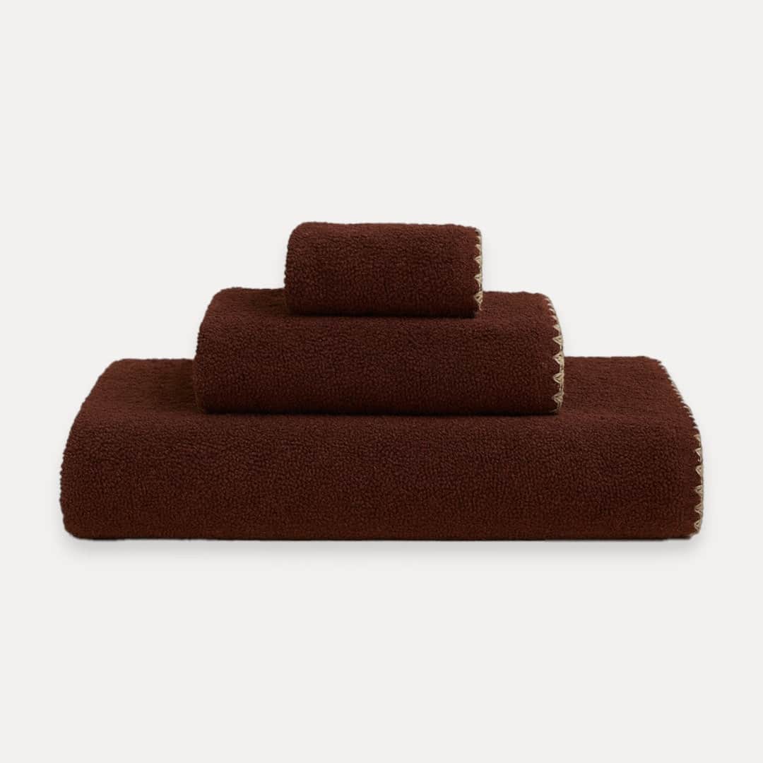 Cotton Bath Towel, Shell Design, Brown with Beige