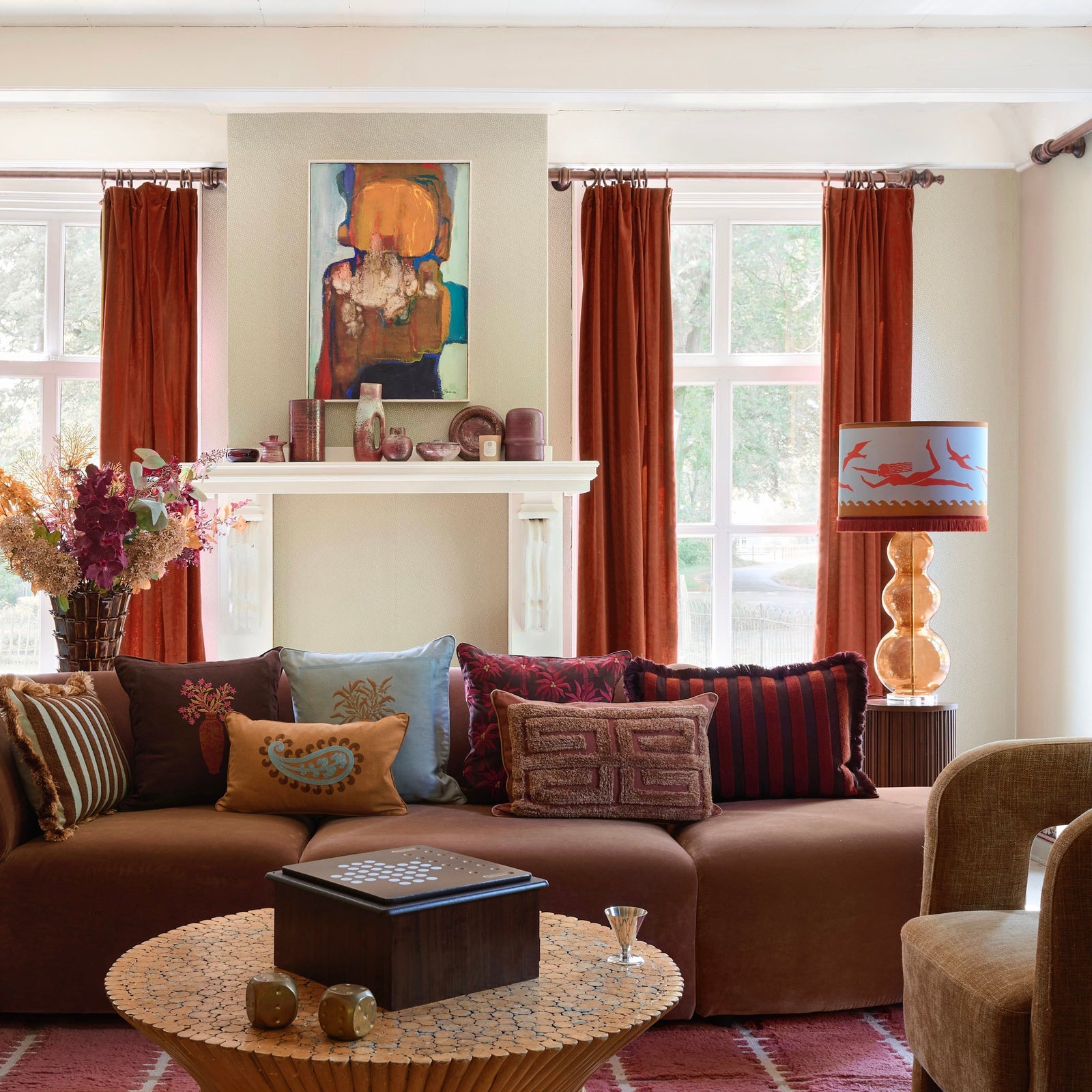 Cushion Laura Chocolate & Coral