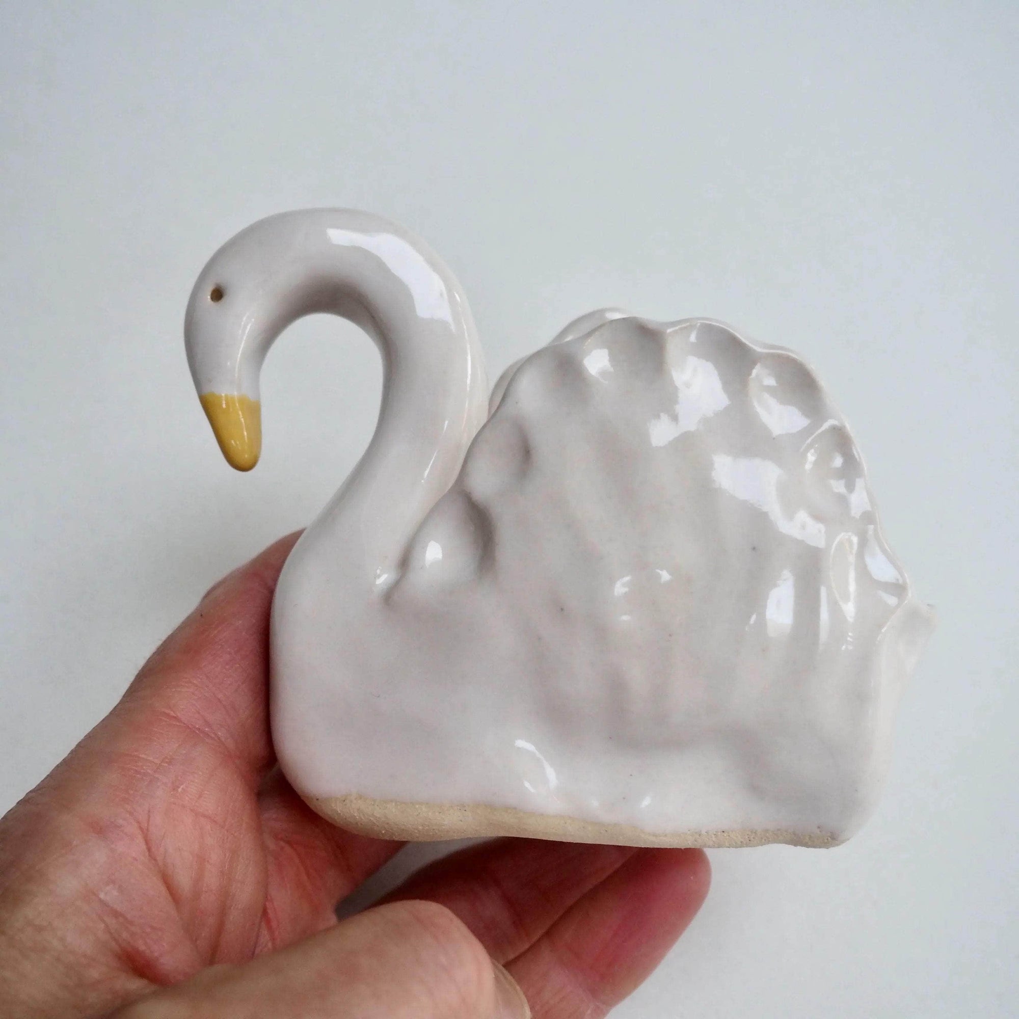 Handmade White Ceramic Small Swan Vase