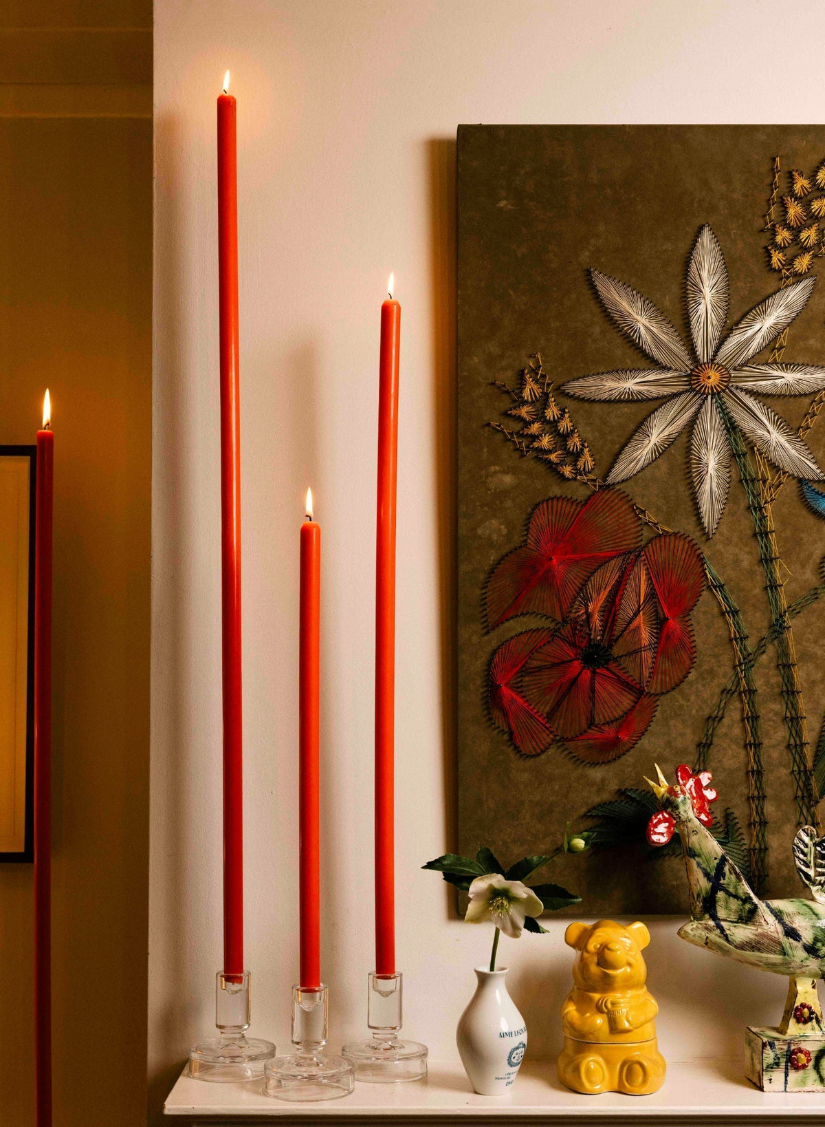 Tomato Tapered METRE Candle Pair