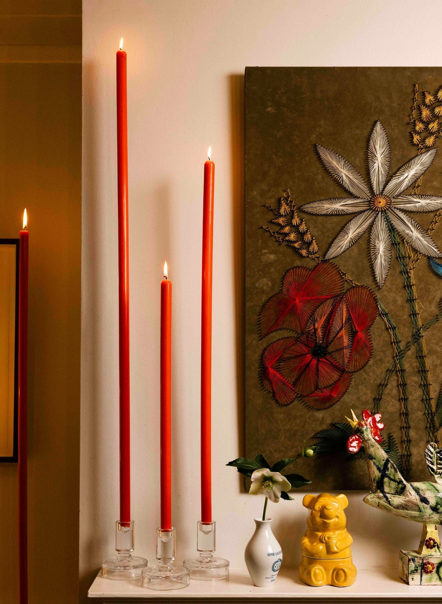 Tomato Tapered METRE Candle Pair