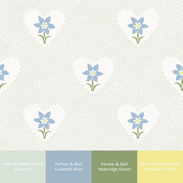 Daffodil Hearts Wallpaper - Celadon-