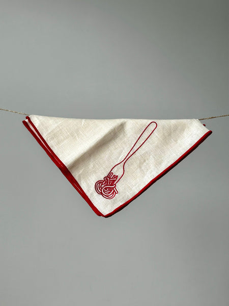 Linen Embroidered Napkins | 'Spaghetti'