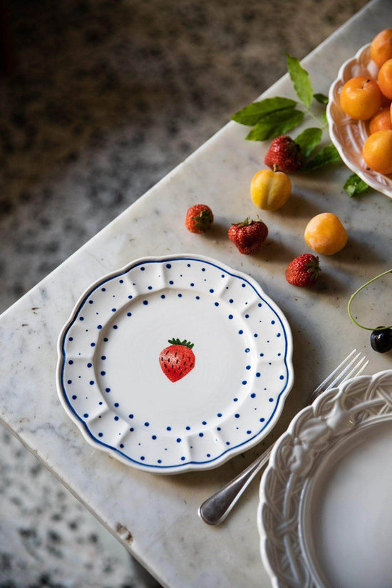 Tutti Frutti Polka Dot Side Plate, Strawberry, Set Of 4