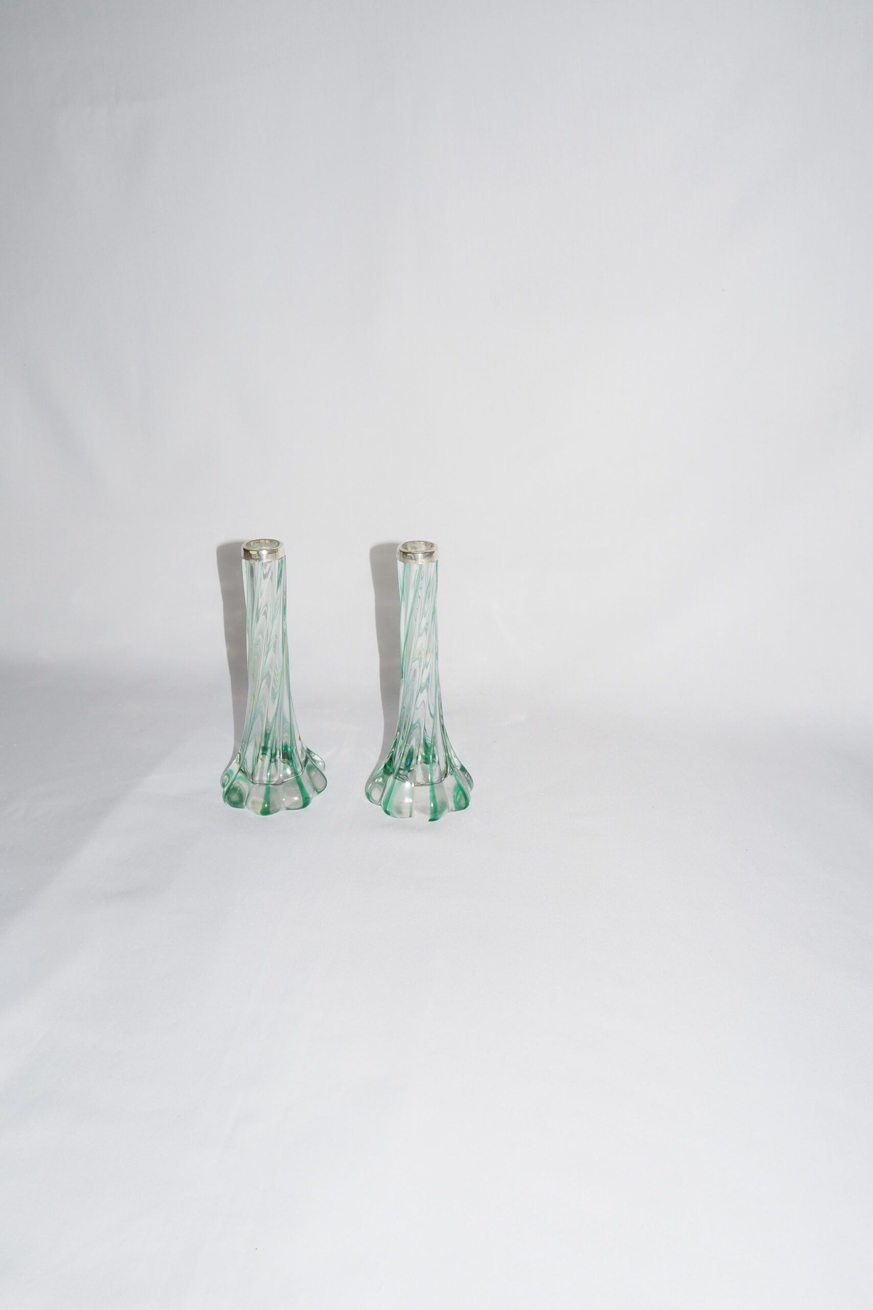 Glass and Silver Bud Vases