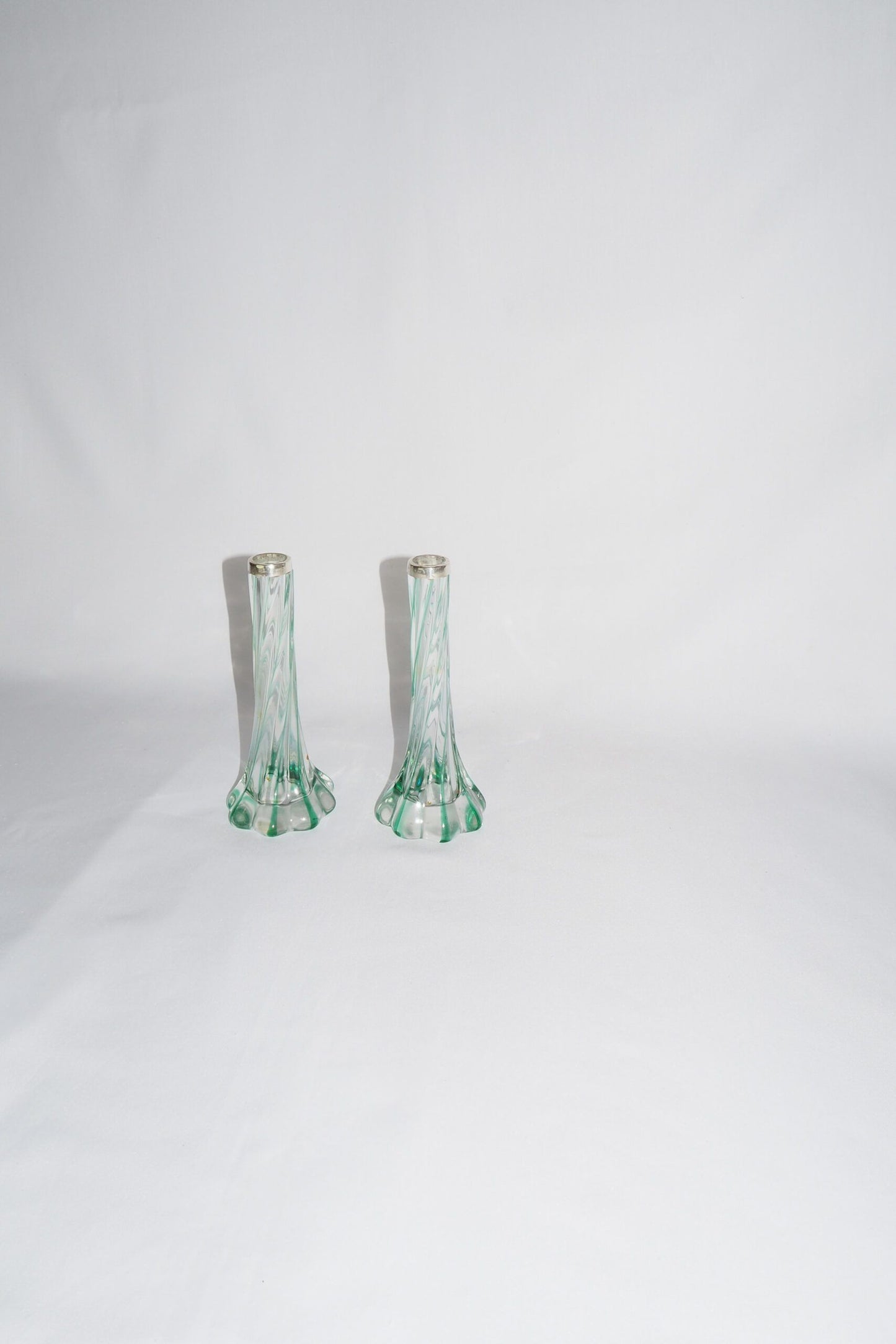 Glass and Silver Bud Vases